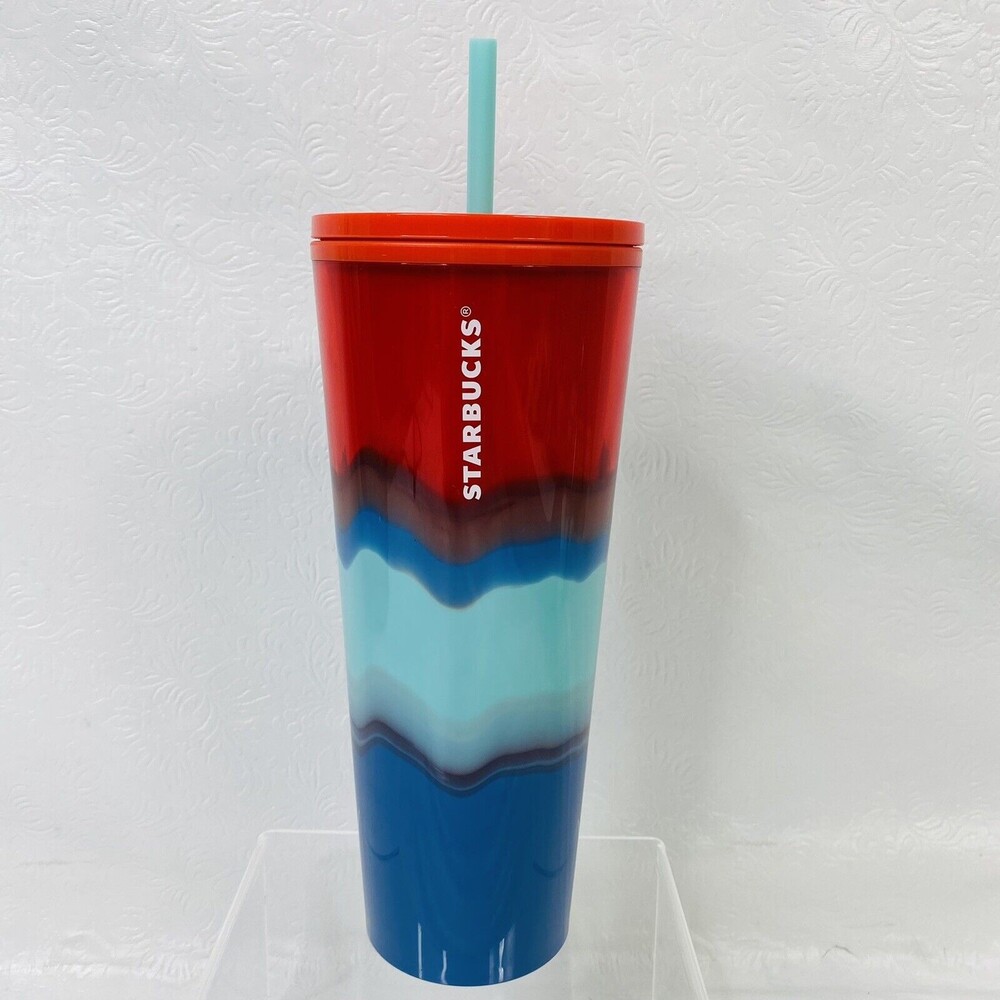 Starbucks Blue Green Color Waves Cold Cup Tumbler